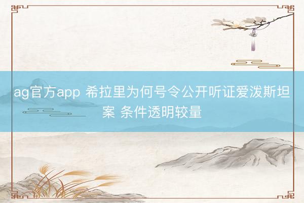 ag官方app 希拉里为何号令公开听证爱泼斯坦案 条件透明较量