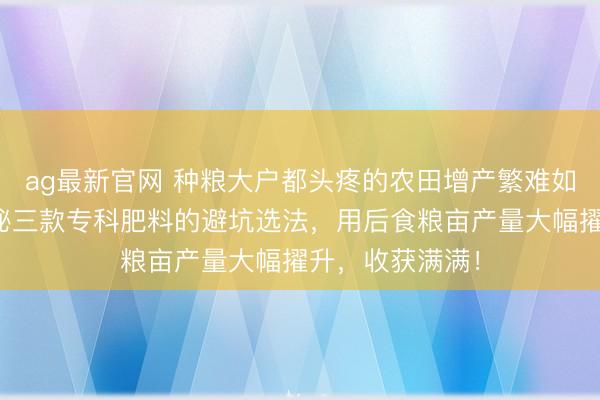 ag最新官网 种粮大户都头疼的农田增产繁难如何破?群众揭秘三款专科肥料的避坑选法,用后食粮亩产量大幅擢升,收获满满!