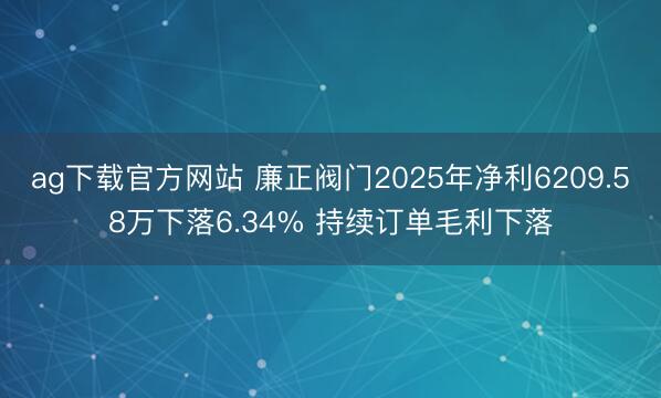 ag下载官方网站 廉正阀门2025年净利6209.58万下落6.34% 持续订单毛利下落